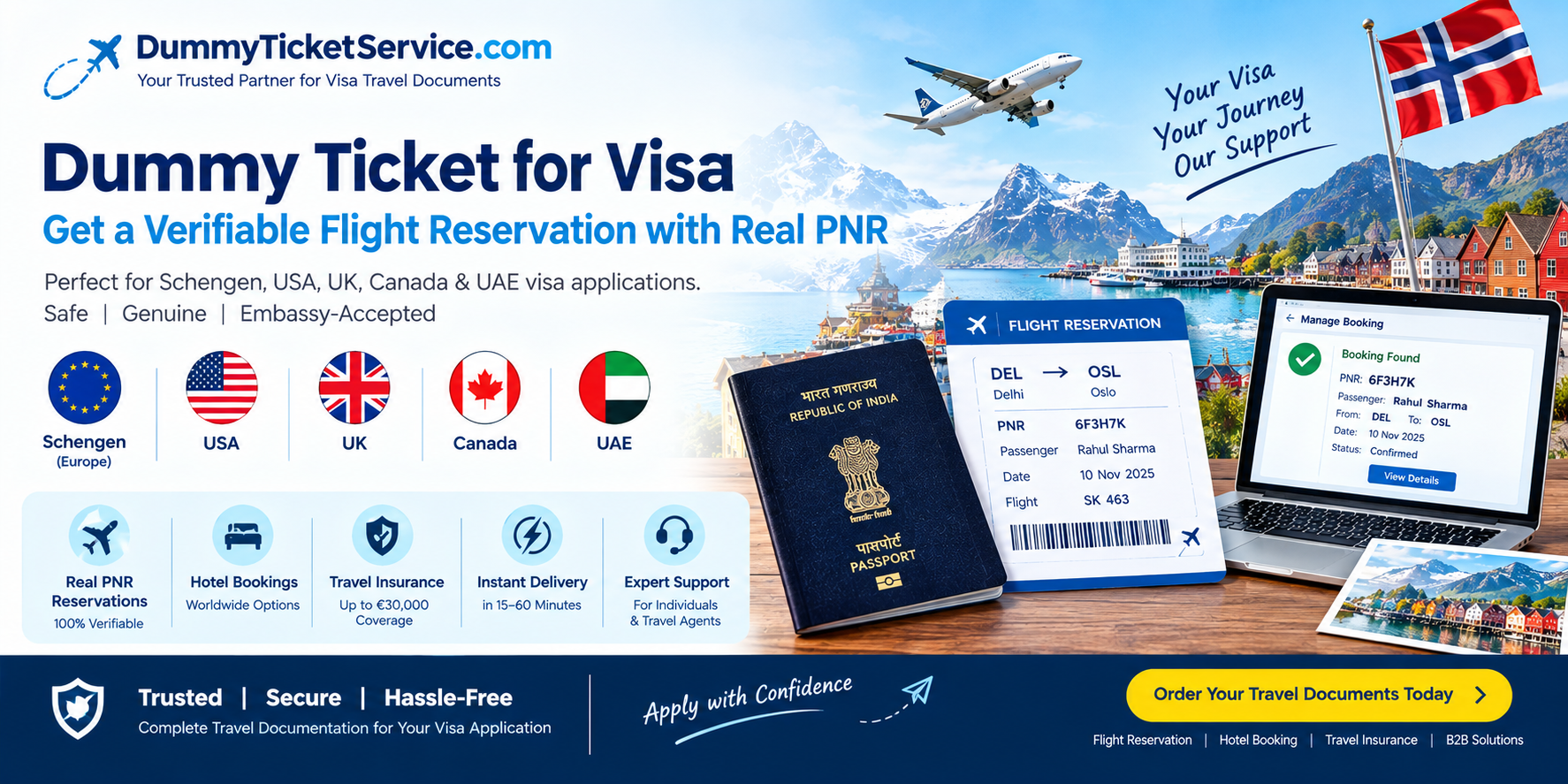 How to obtain a verifiable dummy ticket for visa applications within 24 hours
